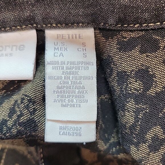 Liz Claiborne Womens Black Denim Jacket Size Petite Small Lizwear - Picture 10 of 11